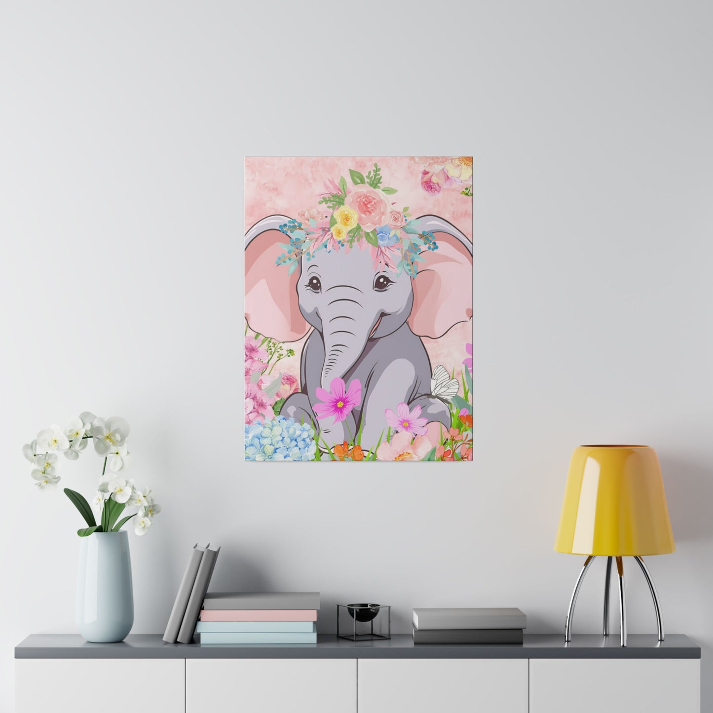 Happy  Elephant Matte Canvas, Stretched, 0.75"