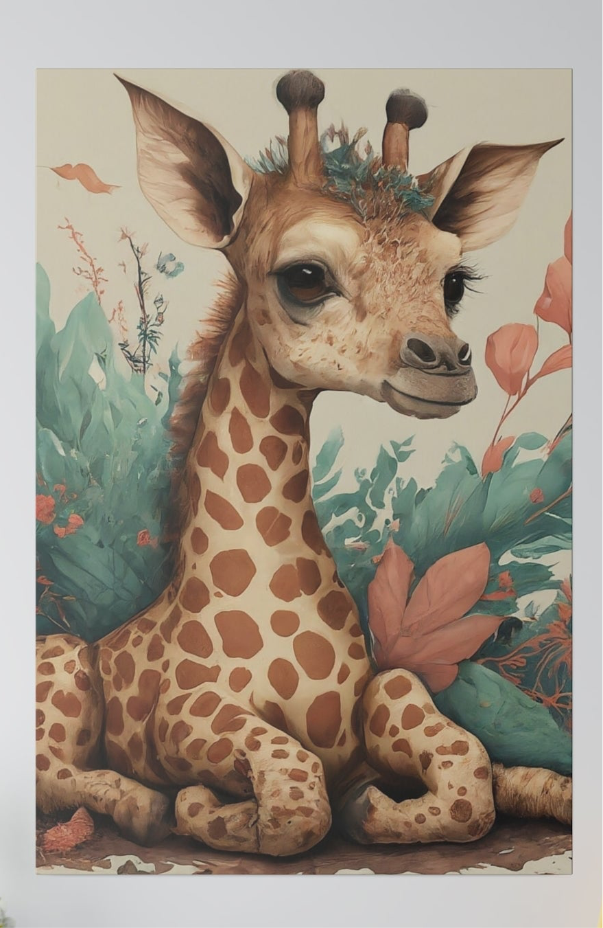 Canvas Print Baby Giraffe, Stretched 0.75”