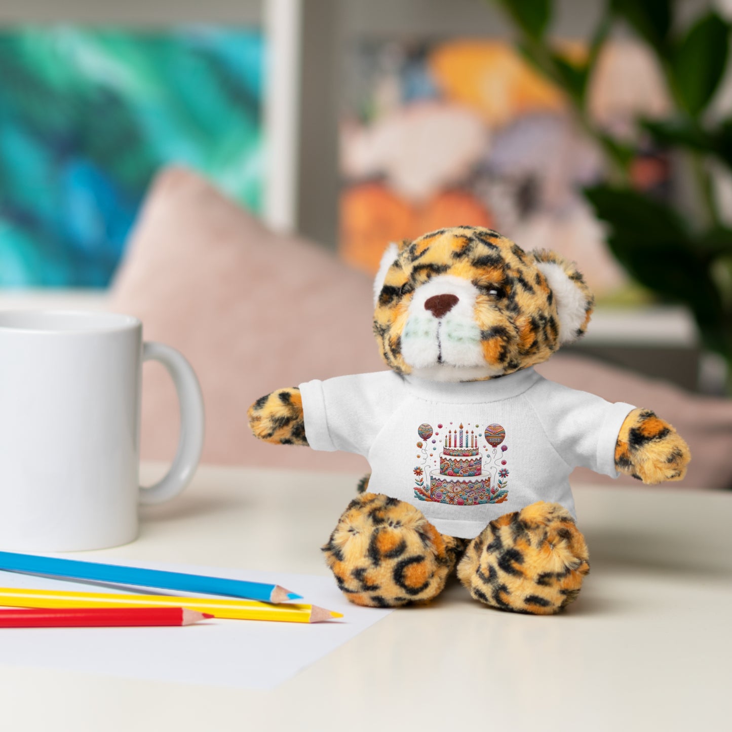 Birthday Cake Print Stuffed Animals with Tee