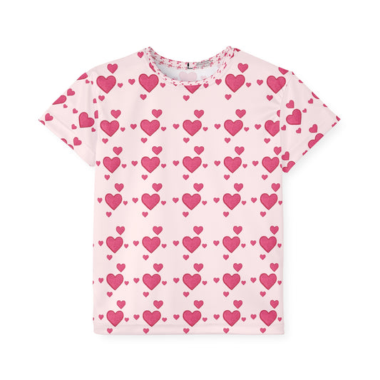 Girl Jersey Sports Shirt with Pink Hearts Design