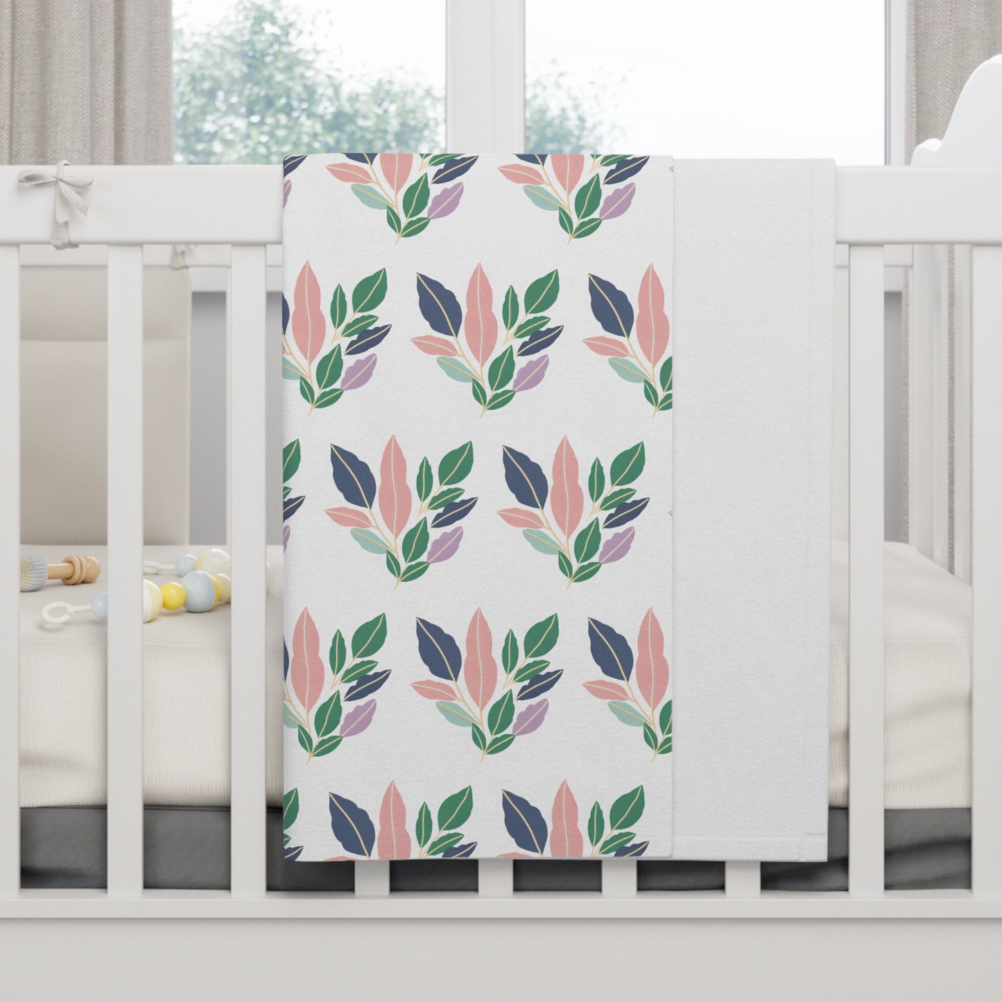 Tricolor Leaves Soft Fleece Baby Blanket