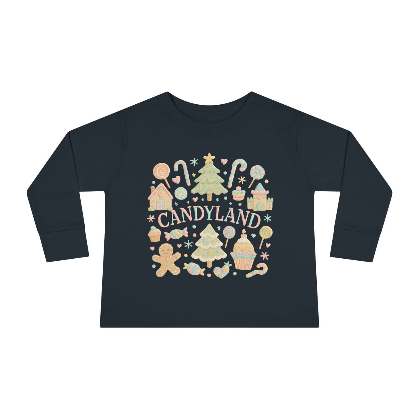 Candyland Toddler Long Sleeve Tee — Christmas Gingerbread Holiday Shirt