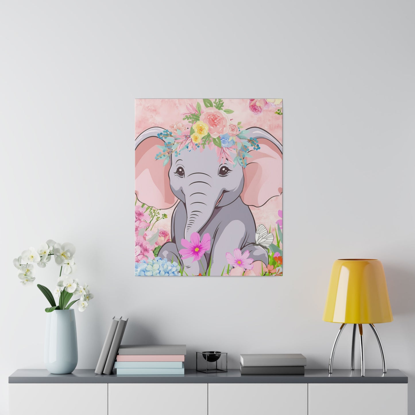 Happy  Elephant Matte Canvas, Stretched, 0.75"