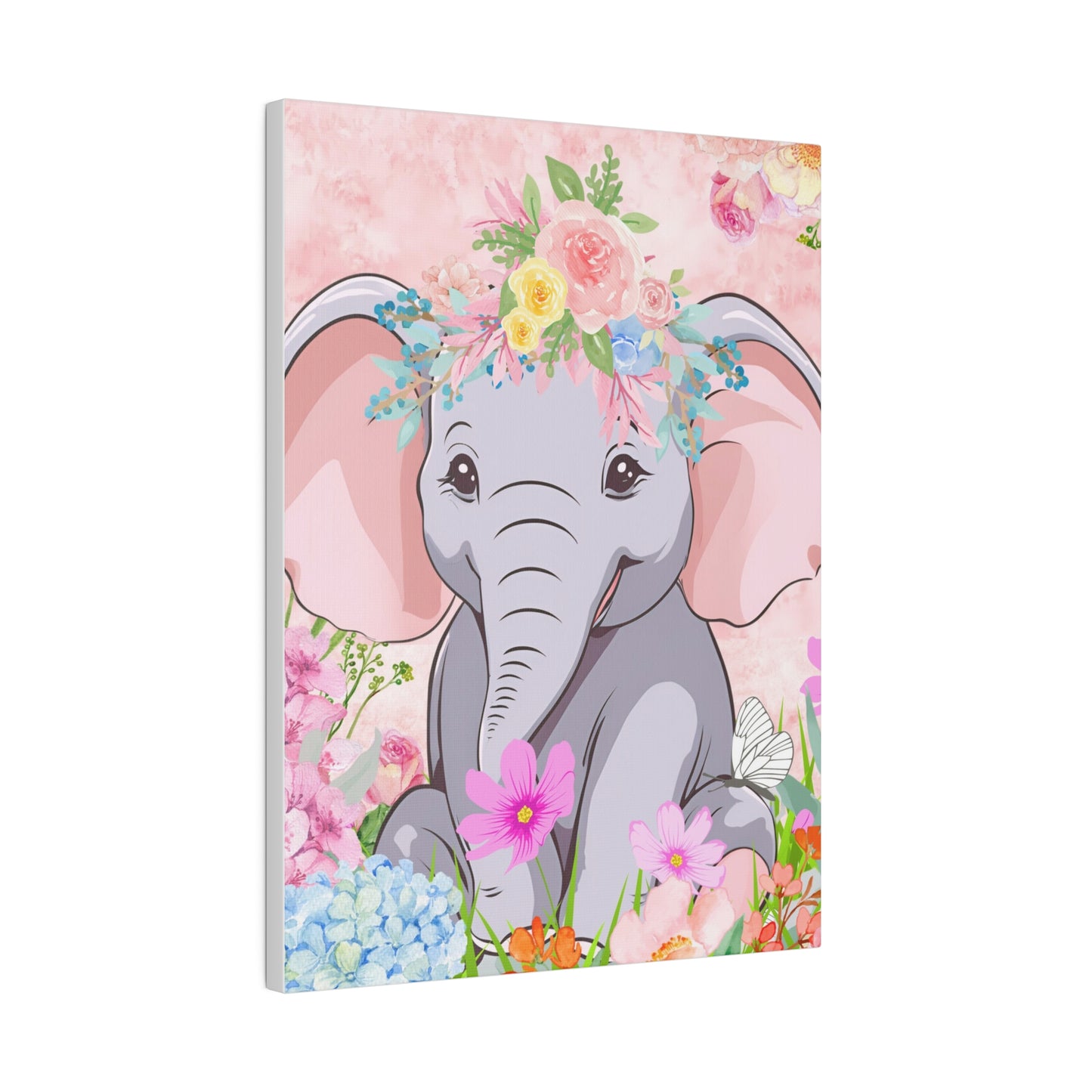 Happy  Elephant Matte Canvas, Stretched, 0.75"