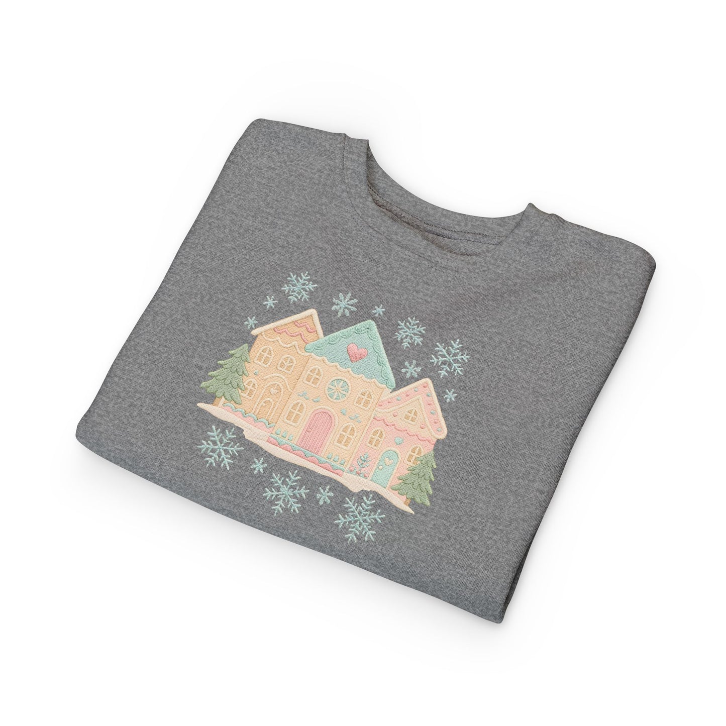 Toddler Sweatshirt — Pastel Holiday Houses Winter Crewneck