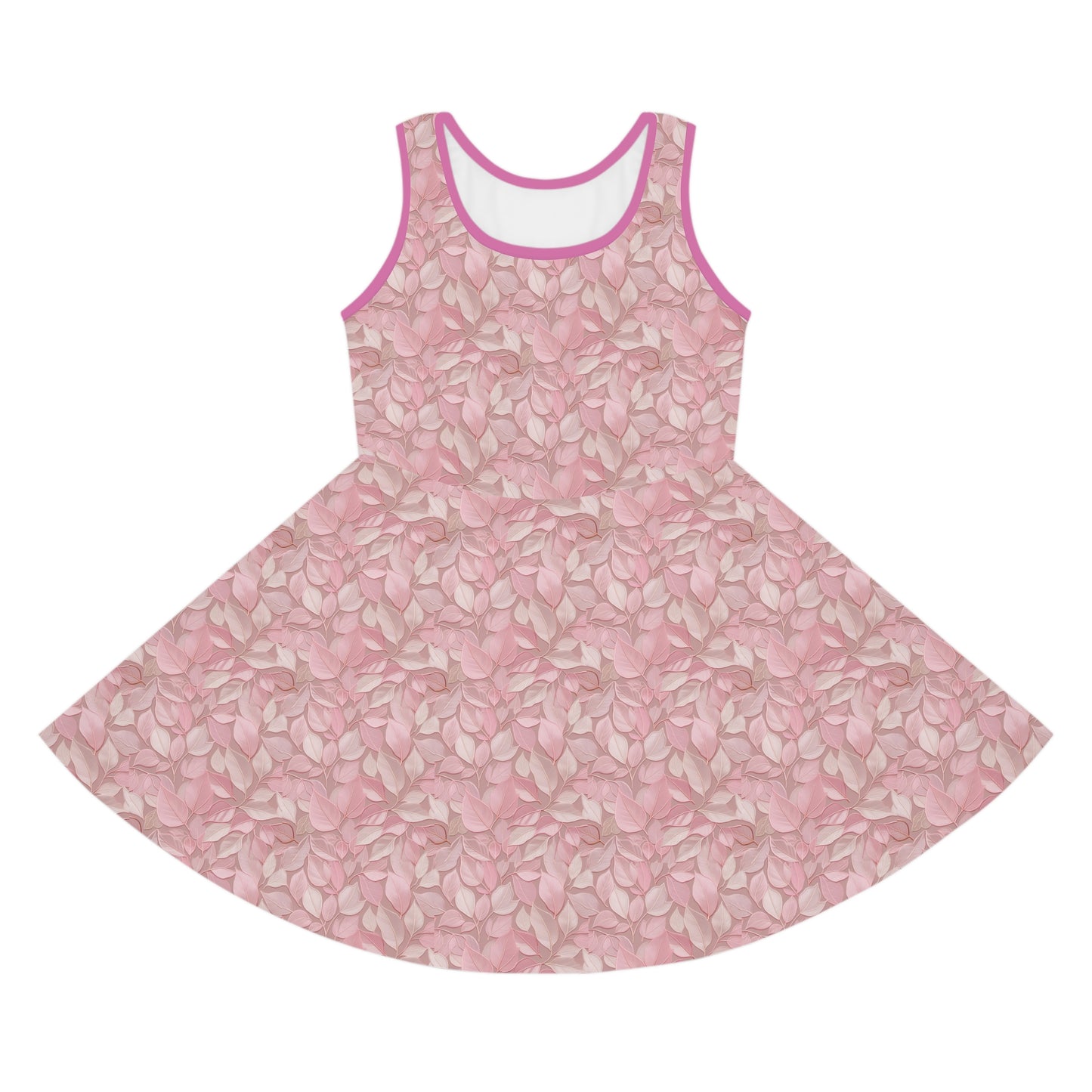 Pink Leaves Girls' Sleeveless Sundress