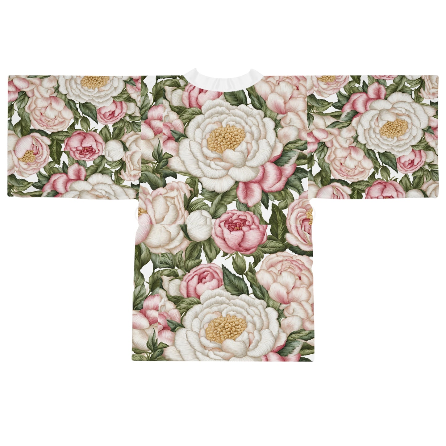 Roses, Flowers and Peonies Matching Long Sleeve Kimono Robe