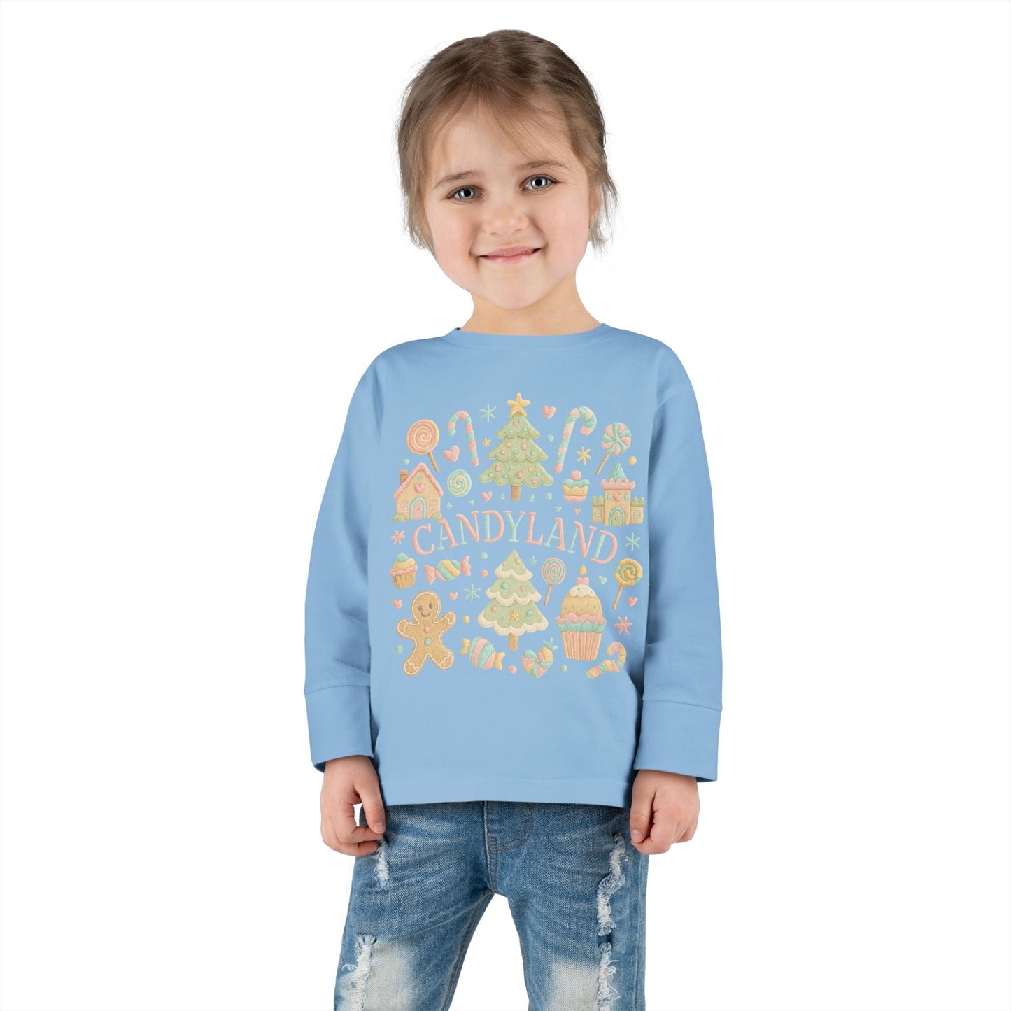 Candyland Toddler Long Sleeve Tee — Christmas Gingerbread Holiday Shirt