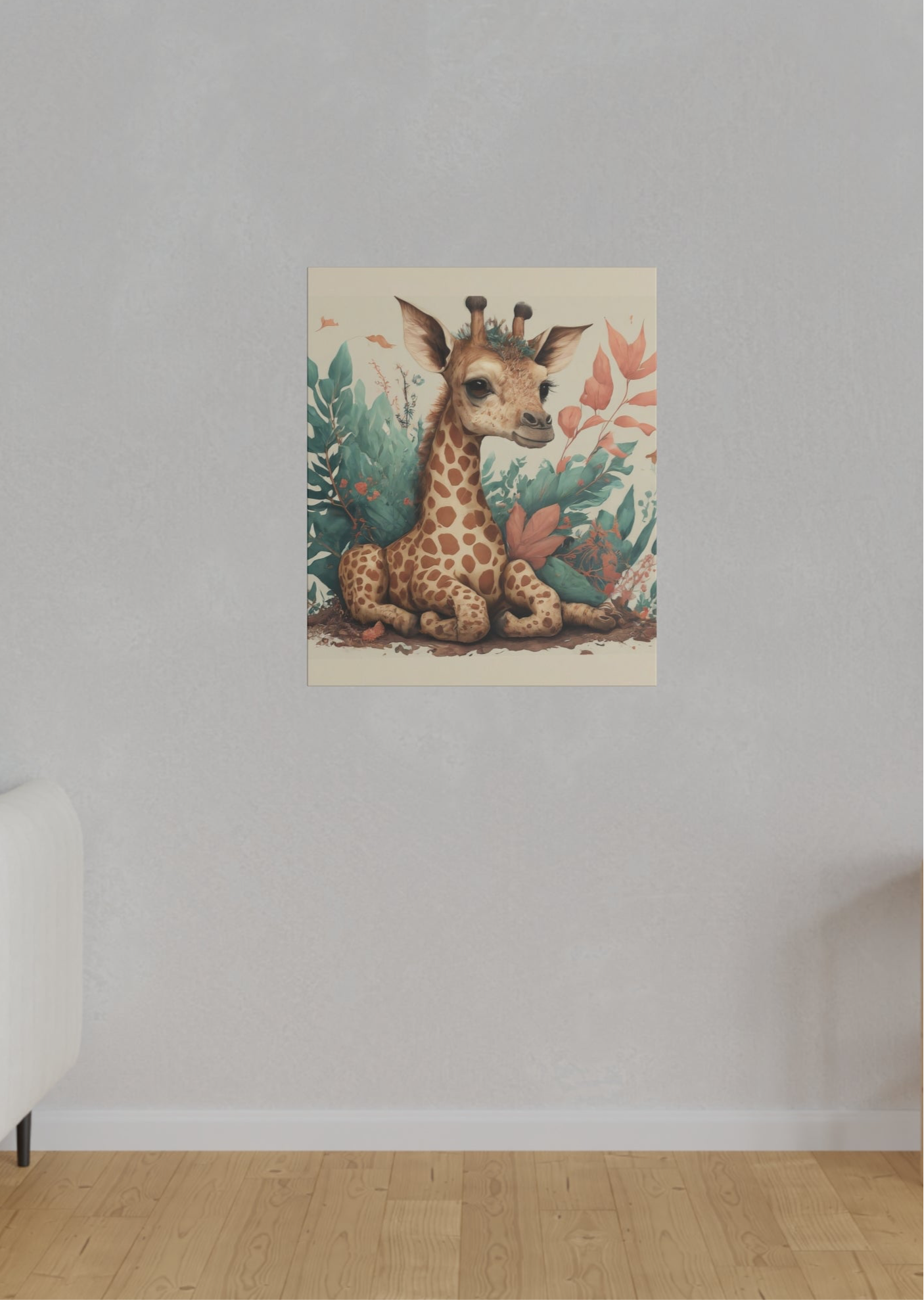 Canvas Print Baby Giraffe, Stretched 0.75”