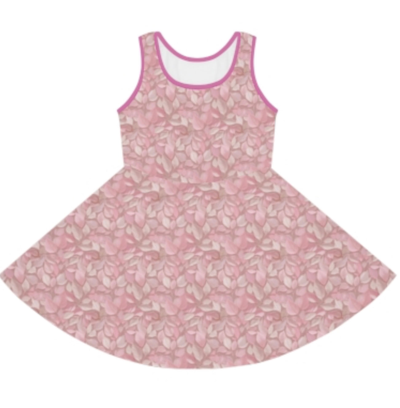 Pink Leaves Girls' Sleeveless Sundress